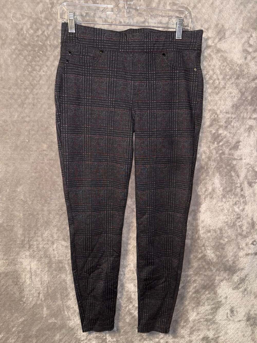 Liverpool Jeans Company Plaid Ponte Knit Skinny Ankle Pull-On Pants
